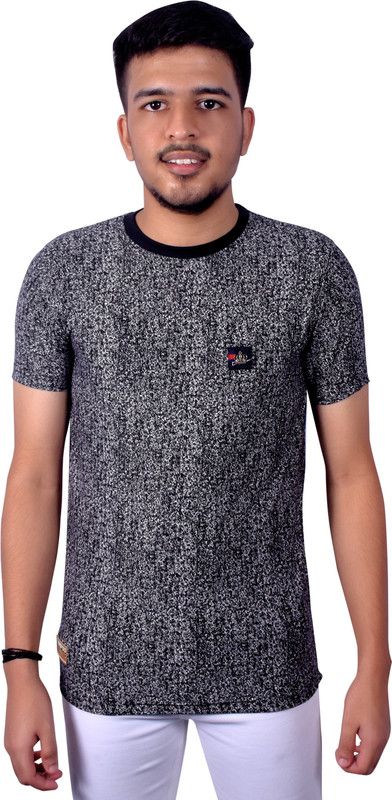 Men Washed/Ombre Round Neck Cotton Blend Multicolor T-Shirt