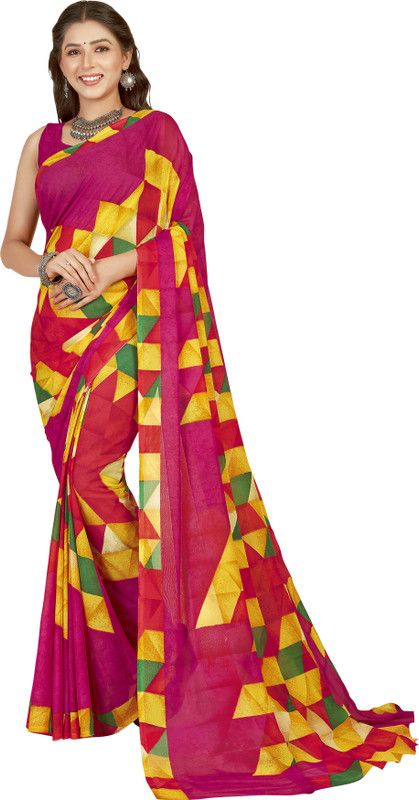 Floral Print Fashion Georgette Saree  (Grey)