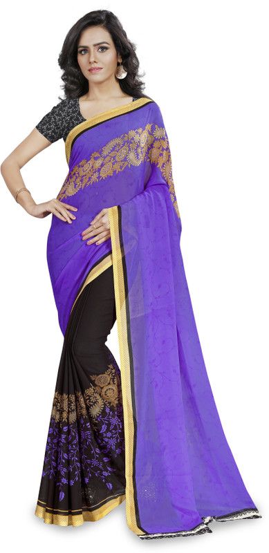 Printed Daily Wear Georgette Saree  (Gold)