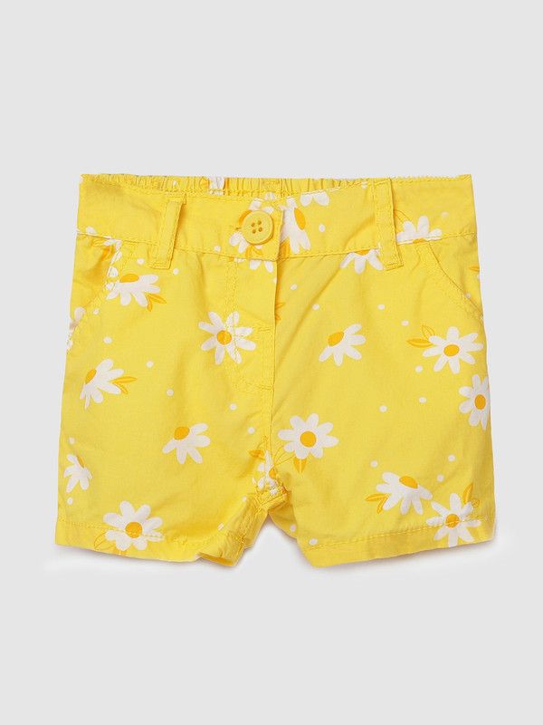 Short For Baby Girls Casual Printed Pure Cotton  (Yellow, Pack of 1)
