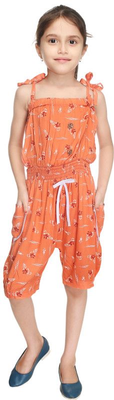 Baby Girls Below Knee Casual Dress  (Orange, Sleeveless)