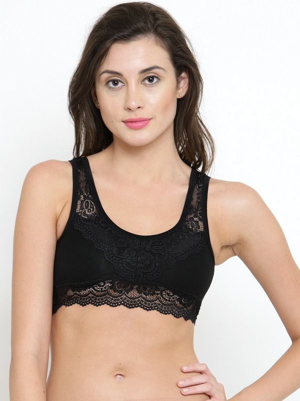 PrettyCat Styled Back Bralette Women Bralette Lightly Padded Bra  (Black)