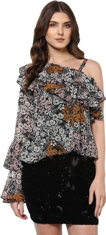 Party Layered Floral Print Women Multicolor Top