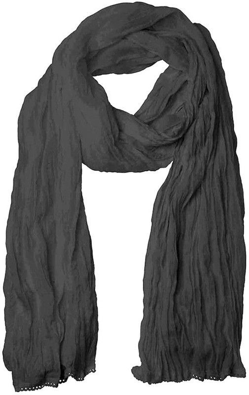 Chiffon Solid Black Women Dupatta