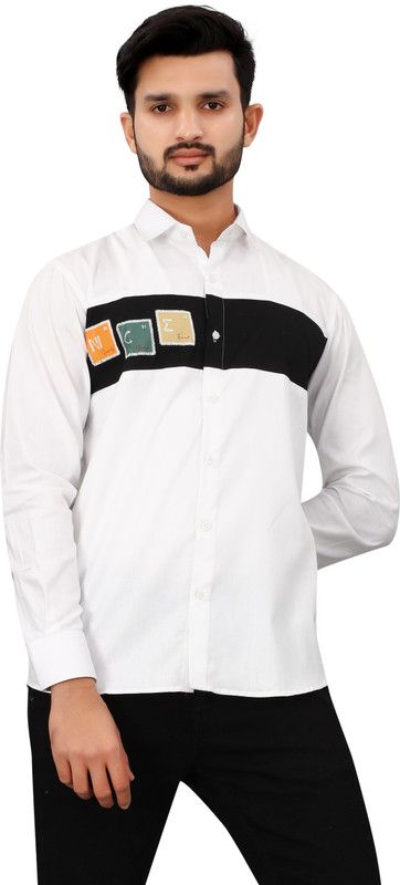 Men Regular Fit Color Block Festive Shirt