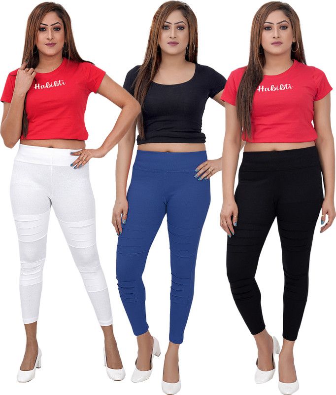 Phase of Trend Ankle Length Western Wear Legging  (White, Light Blue, Black, Solid)