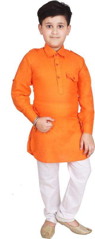 Boys Cotton Blend Pathani Suit Set  (Pack of 1)
