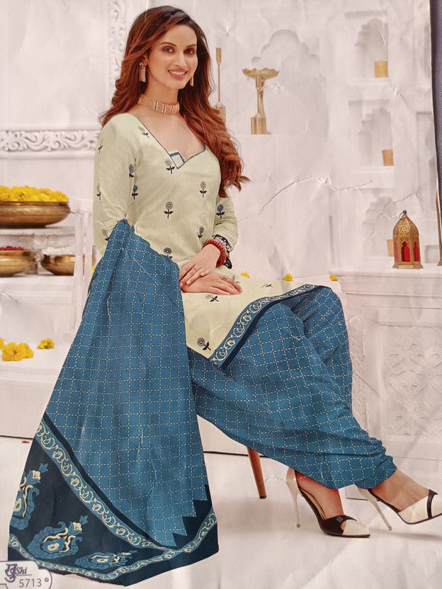 Unstitched Cotton Salwar Suit Material Graphic Print