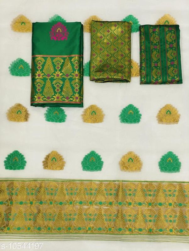 Mekhela Chador Cotton Silk Saree  (Multicolor)