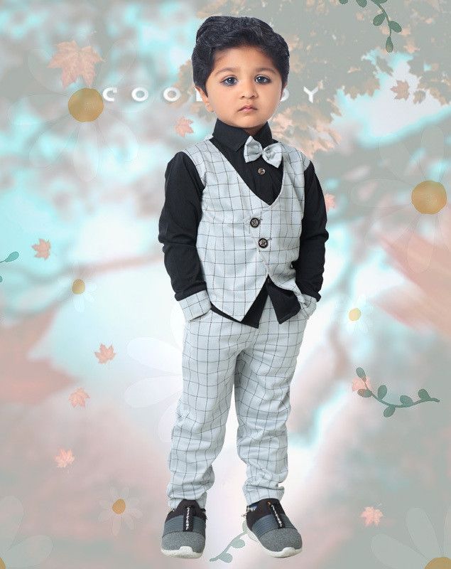 Baby Boys & Baby Girls Party(Festive) Jacket Pant  (Black)