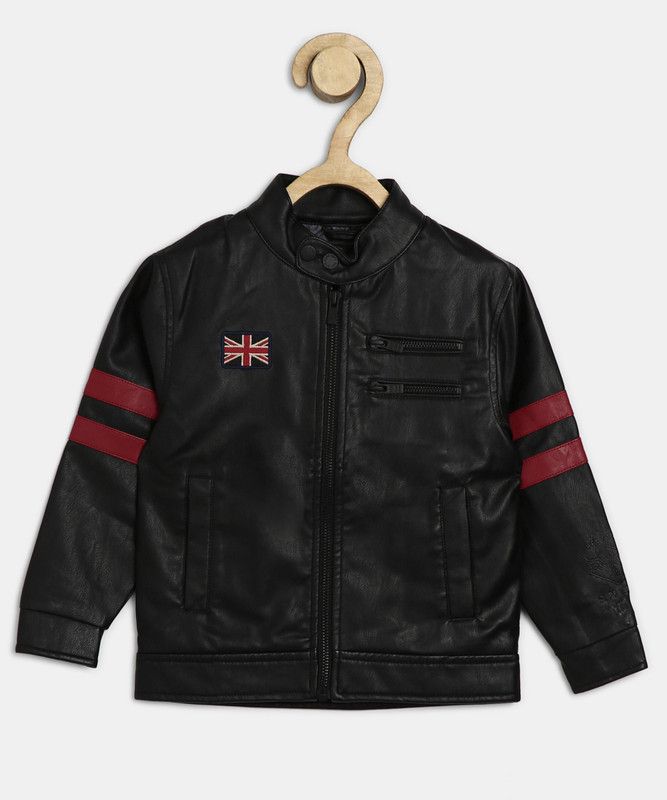 ZUKO BJ LS K Boys Solid Leather Jacket