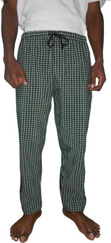 Men Regular Fit Black, Light Green, White Cotton Blend Trousers