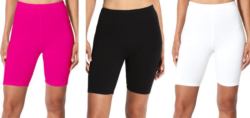 Pack of 3 Solid Women White, Pink, Black Running Shorts