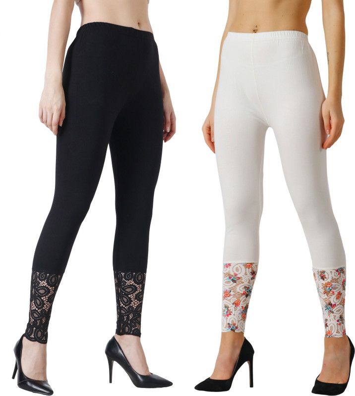 aakrushi Ankle Length Ethnic Wear Legging  (Black, Beige, Solid)
