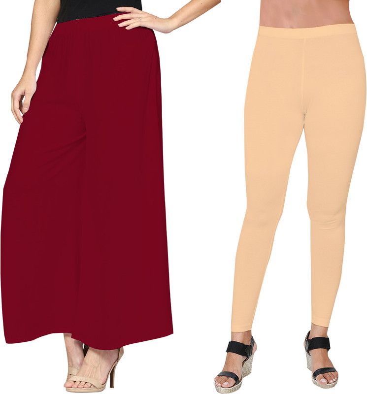 Lw Fashion Club Ankle Length Western Wear Legging  (Maroon, Beige, Solid)