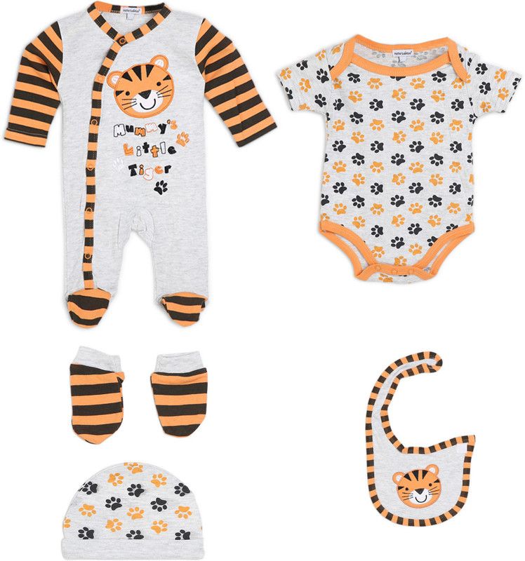 Boys & Girls Casual Bodysuit Bootie, Bib, Cap, Sleepsuit  (Multicolor)