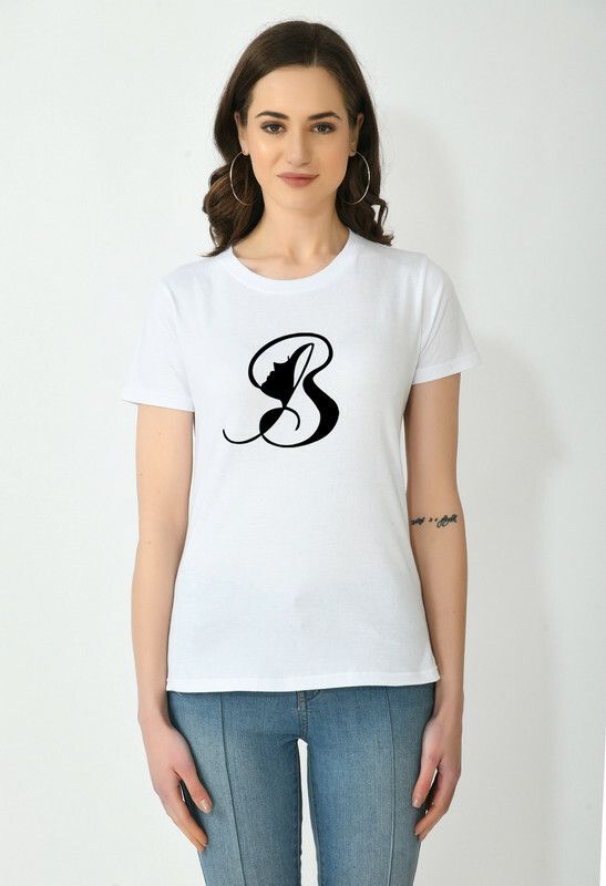 Women Typography, Printed Round Neck Reversible Pure Cotton White T-Shirt