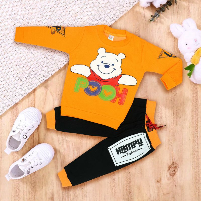 Baby Boys Party(Festive) T-shirt Trouser  (Orange)