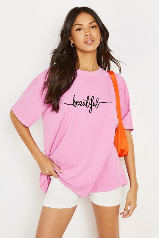 Women Cartoon Round Neck Pure Cotton Pink T-Shirt