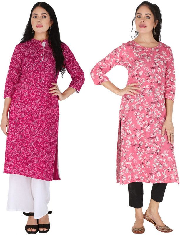 Women Kurta  (Pink, Pink)