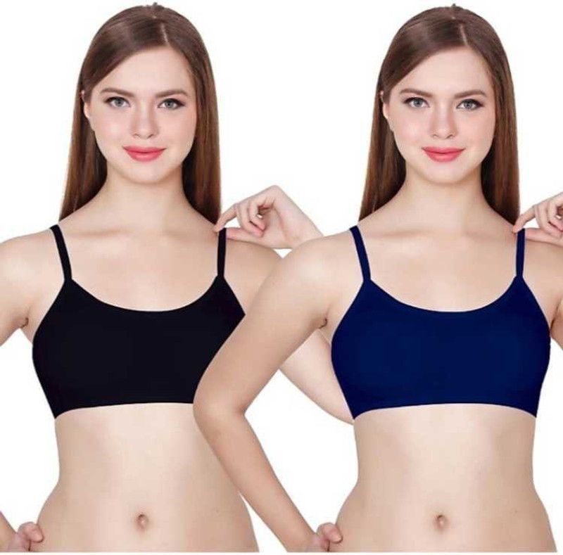 Pack of 2 Women Cage Bra Lightly Padded Bra  (Black, Blue)