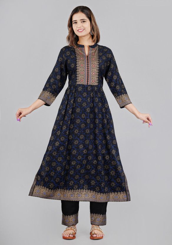 Women Kurta and Pant Set Viscose Rayon