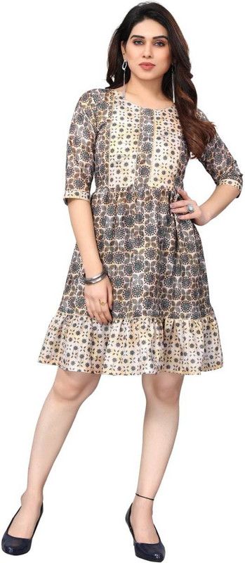 Women Self Design Polyester Anarkali Kurta  (Multicolor)