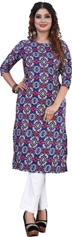 Women Printed Crepe A-line Kurta  (Multicolor)
