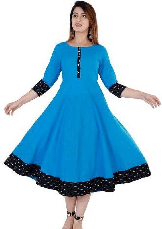 Women Solid Viscose Rayon Anarkali Kurta  (Light Blue)