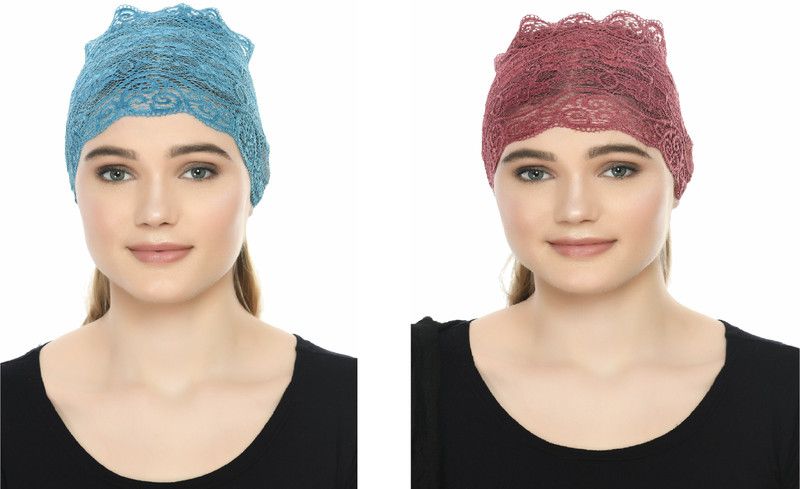 Self Design, Embroidered Skull Cap  (Pack of 2)