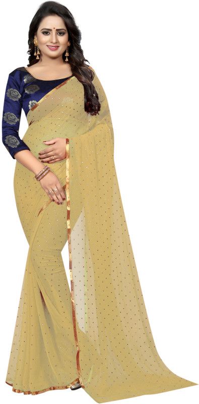 Embellished Bollywood Georgette Saree  (Cream)