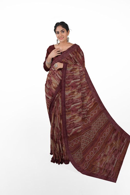 Printed Ikkat Cotton Linen Saree  (Multicolor)