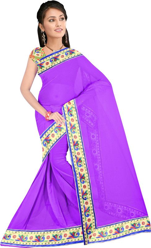 Self Design Bollywood Georgette Saree  (Purple)