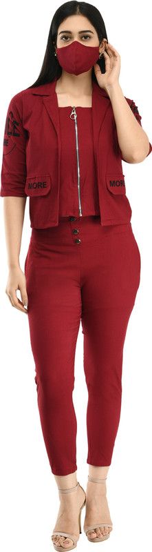 Women Two Piece Dress Maroon Dress