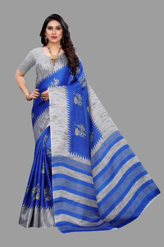 Sambalpuri Art Silk Saree  (Blue, Grey)