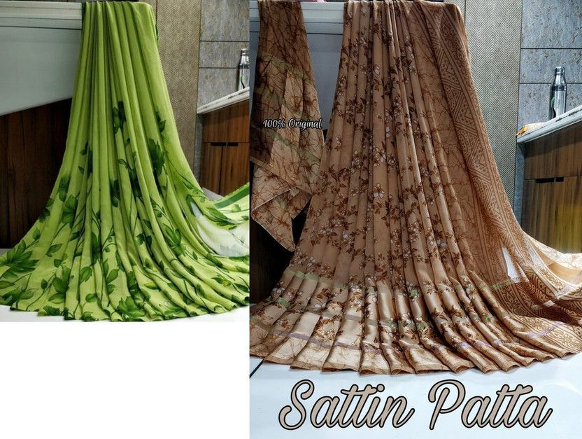 Printed Daily Wear Georgette Saree  (Pack of 2, Brown, Green)