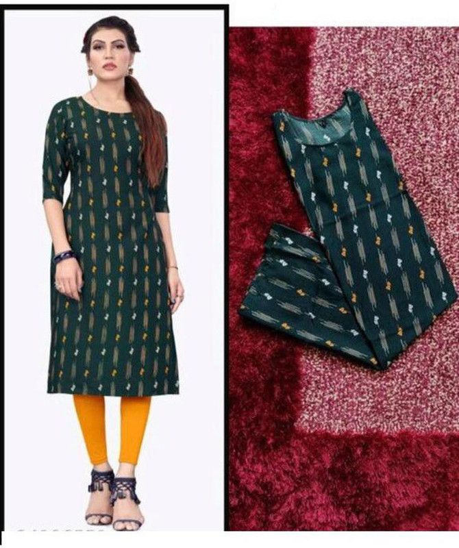 Women Floral Print Crepe A-line Kurta  (Dark Green)