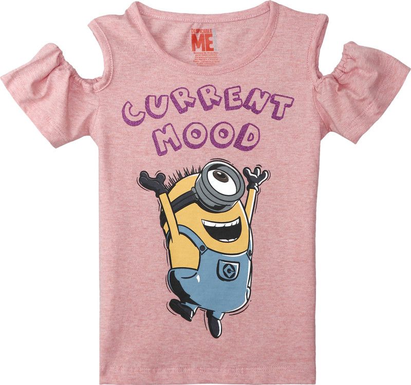 Minnions Girls Casual Polycotton Top  (Pink, Pack of 1)