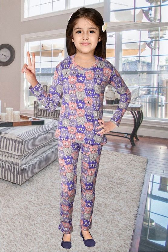 Girls Co-ords Light Blue Printed