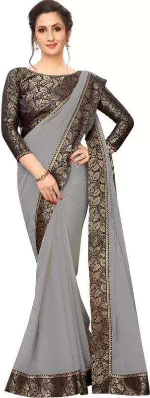 Self Design Fashion Georgette Saree  (Grey)