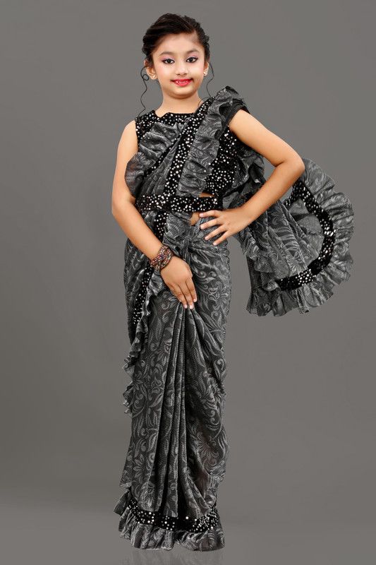 Self Design Bollywood Lycra Blend Saree  (Dark Green)