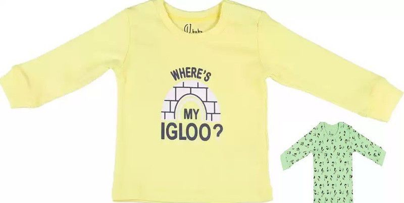 Baby Girls Casual Denim Top  (Yellow, Pack of 2)