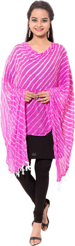 Cotton Blend Self Design Pink Women Dupatta