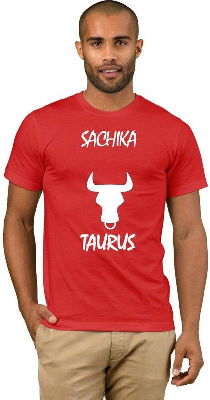 Sachika Zodiac Taurus Style Fashion V04 Men Printed Round Neck Cotton Blend Red, White T-Shirt