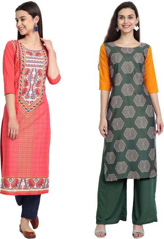 Women Checkered Kurta  (Pink)