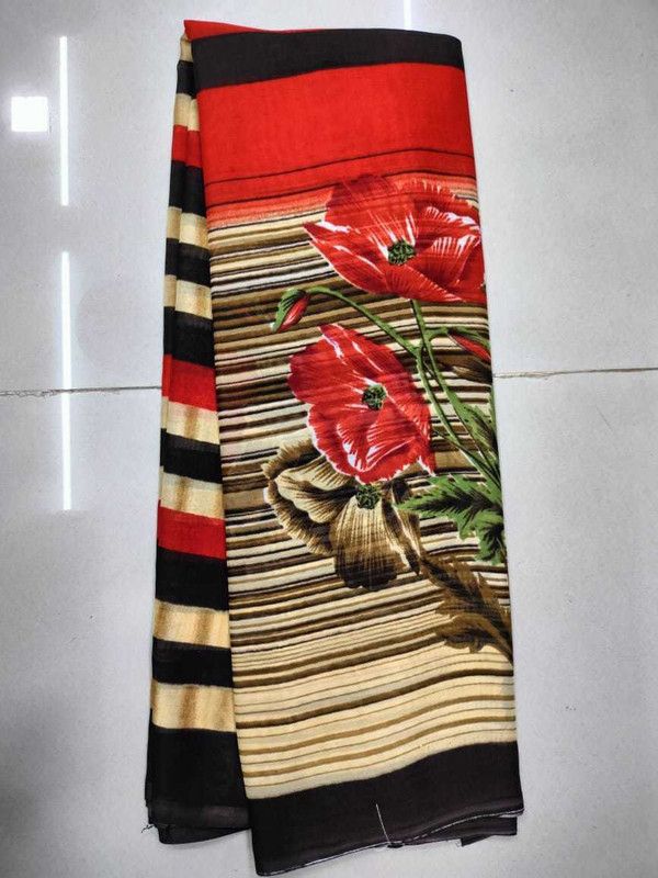 Floral Print Daily Wear Chiffon, Georgette Saree  (Multicolor)