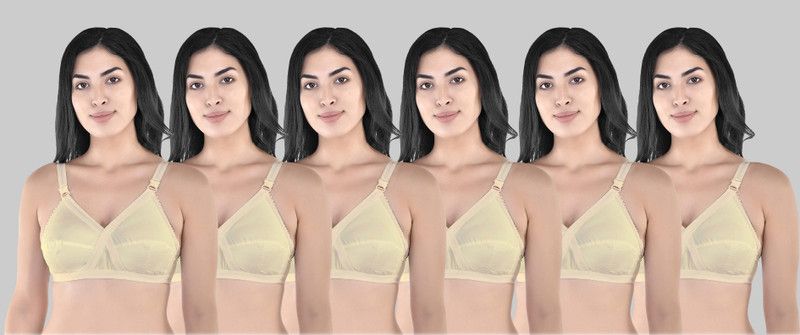 Pack of 6 Women Full Coverage Non Padded Bra  (Yellow)