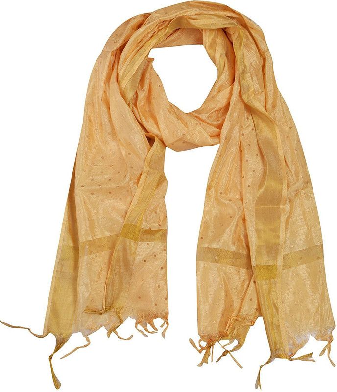 Silk Blend Printed Gold Women Dupatta