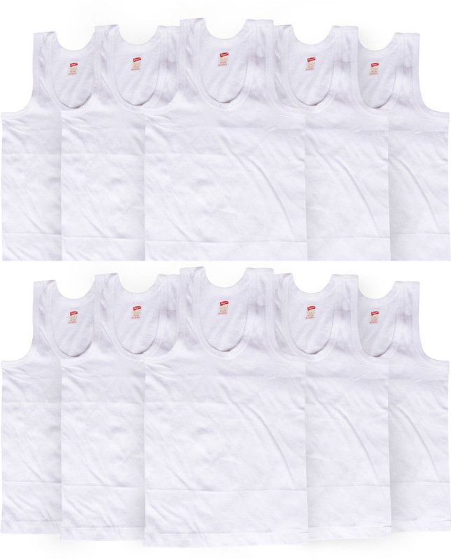 Vest For Boys Cotton Jersey  (White, Pack of 10)