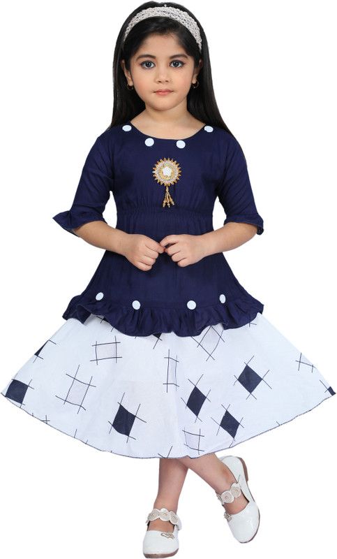 ShopGlobal Girls Party(Festive) Top Skirt  (Red)